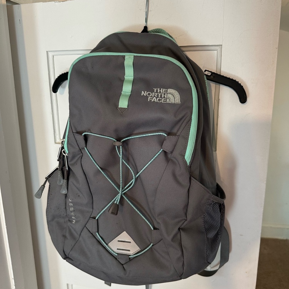 The North Face Gray and Mint Backpack